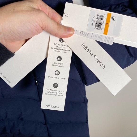 Calvin Klein Long Line Puffer Faux Fur Winter Coat Jacket Navy Size Small NWT - Picture 8 of 11